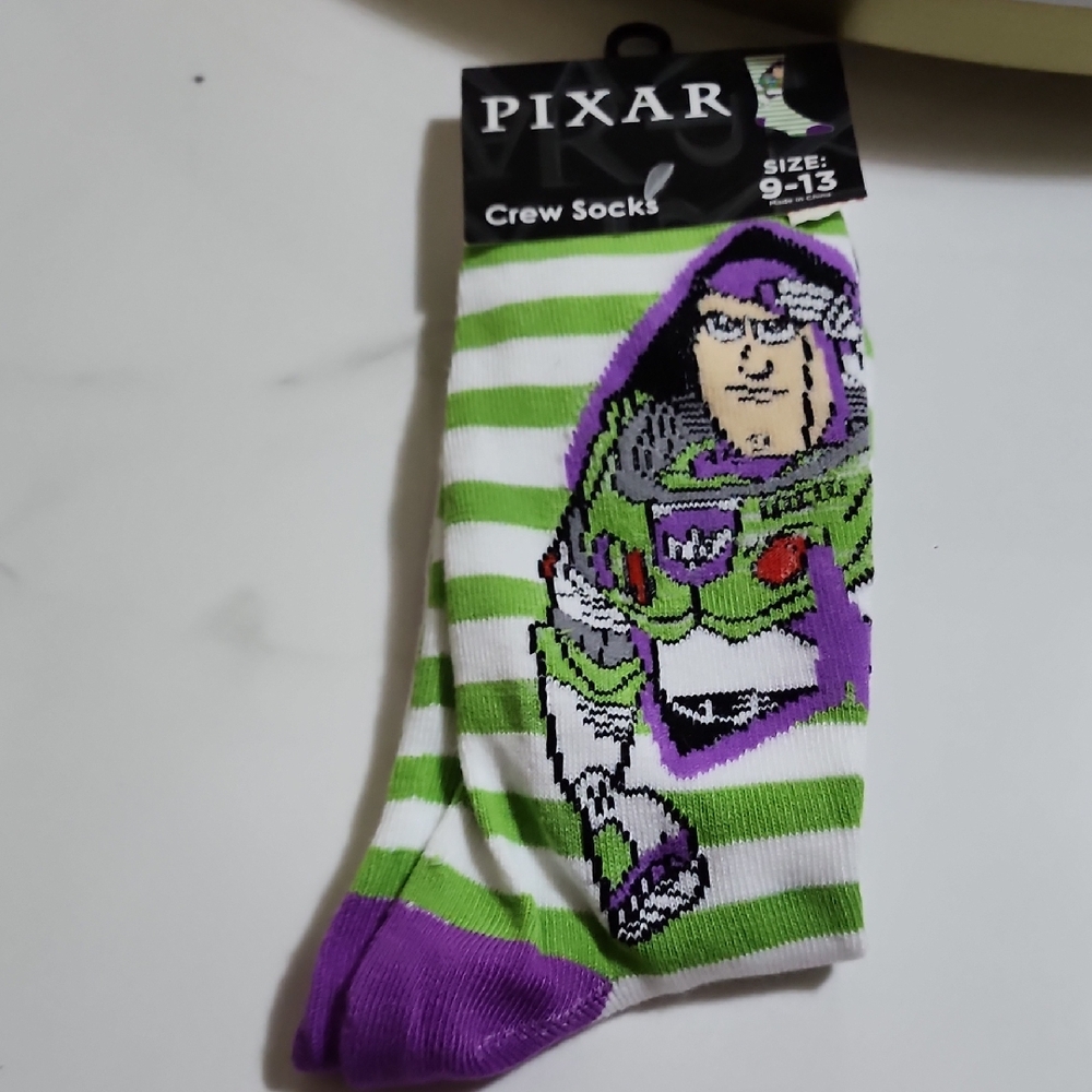 Buzz Lightyear Green and Purple Crew Socks